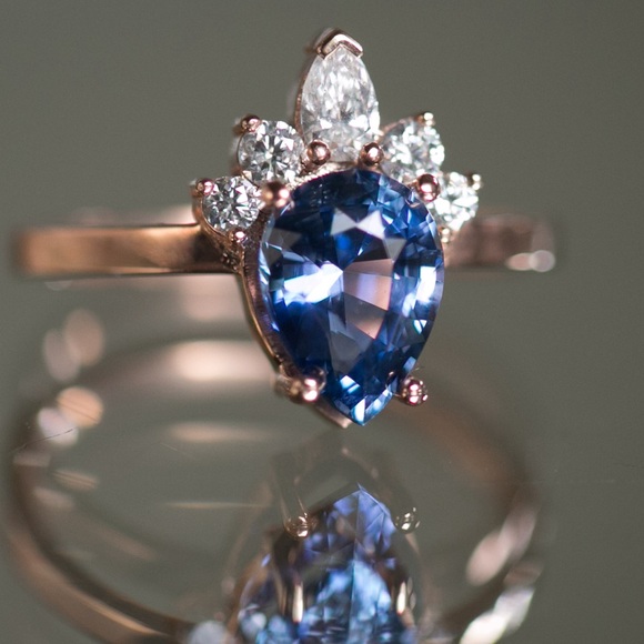 Alexis Russel Wedding Ring: Ethical/Sustainable Rose Gold, Sapphire, Diamonds - Picture 2 of 11